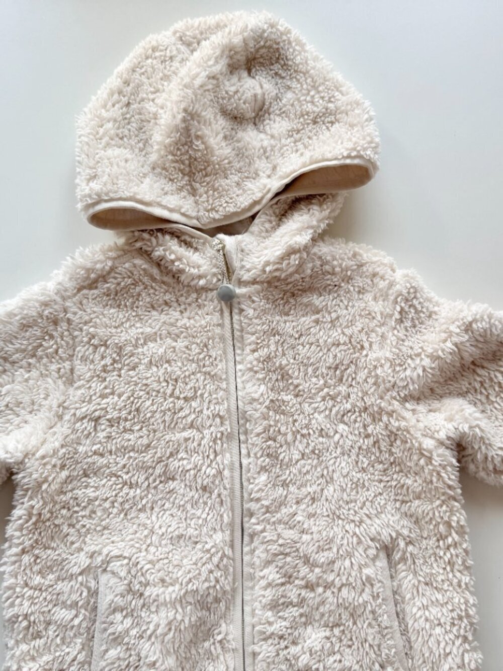 Girls' ATHLETA GIRL So Snug Ivory Sherpa Fleece Full Zip Hoodie, Size S/7 - Picture 6 of 14